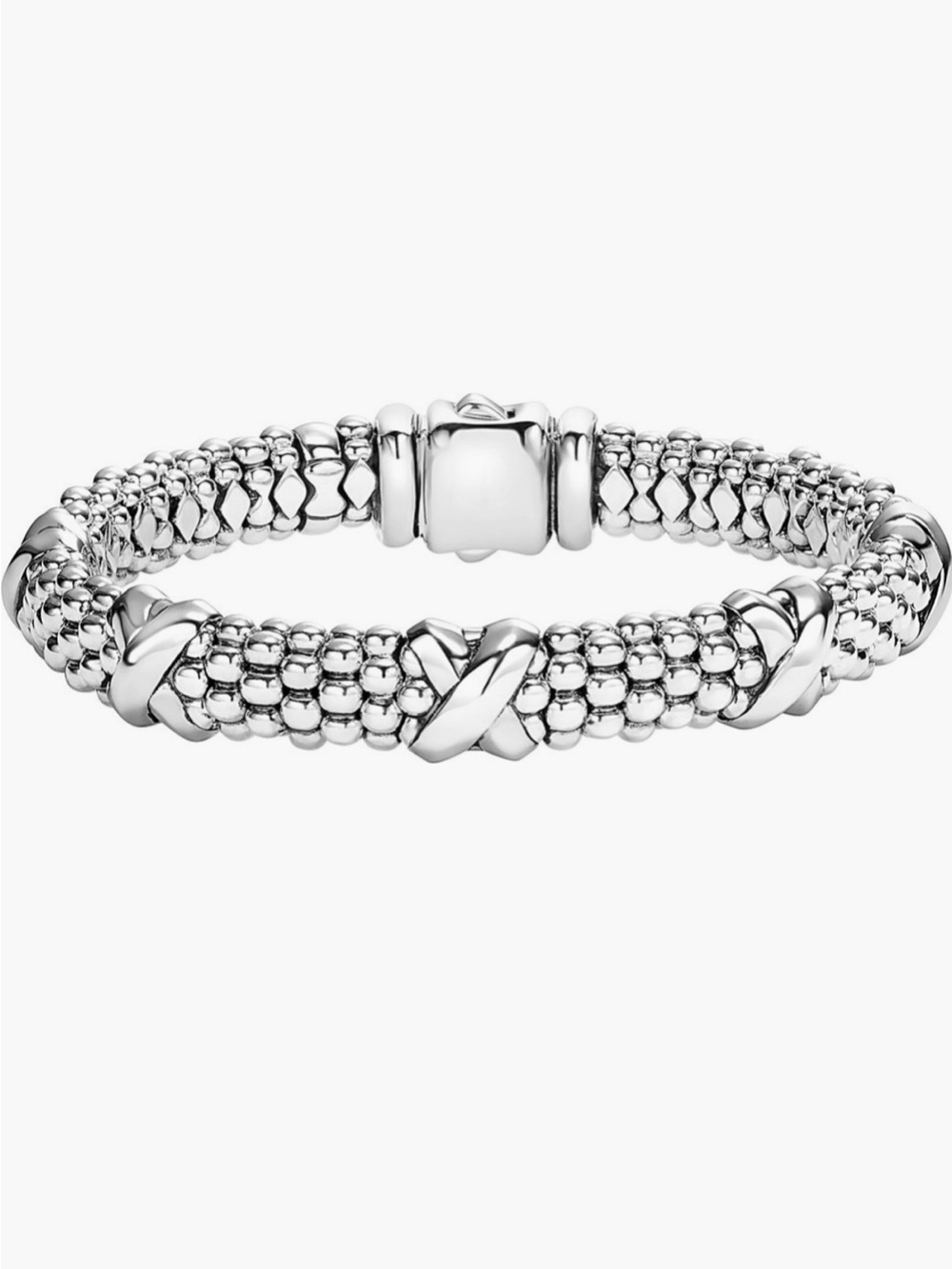 LAGOS Sterling Silver 5 Station “X" Caviar Bracelet | 9mm - AUTHENTIC
